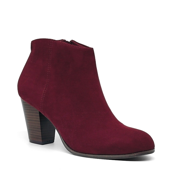 New Women's Suede Oxblood Side Zip Chelsea Ankle Boot - Picture 3 of 9